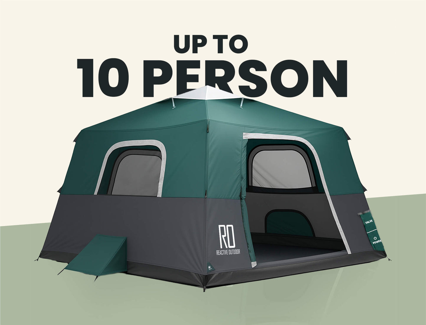 Extra Large-Sized 2 Step Cabin Tent + FREE Camping Tarp (Up To 10 Person)