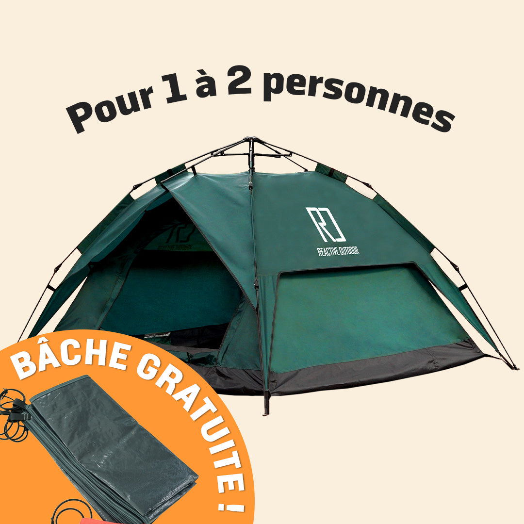 Petite Tente 3 Secs Tent + Bâche de camping GRATUITE (Jusqu’à 2 personnes, FR)