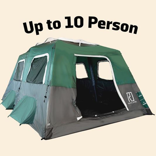 Extra Large-Sized 2 Step Cabin Tent + FREE Camping Tarp (Up To 10 Person)