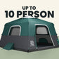 Extra Large-Sized 2 Step Cabin Tent + FREE Camping Tarp (Up To 10 Person, EU)