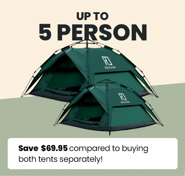 1 Tente Petite + 1 Tente 3 Secs Tent Grande + 2 Bâches de camping GRATUITES (Jusqu’à 5 personnes)